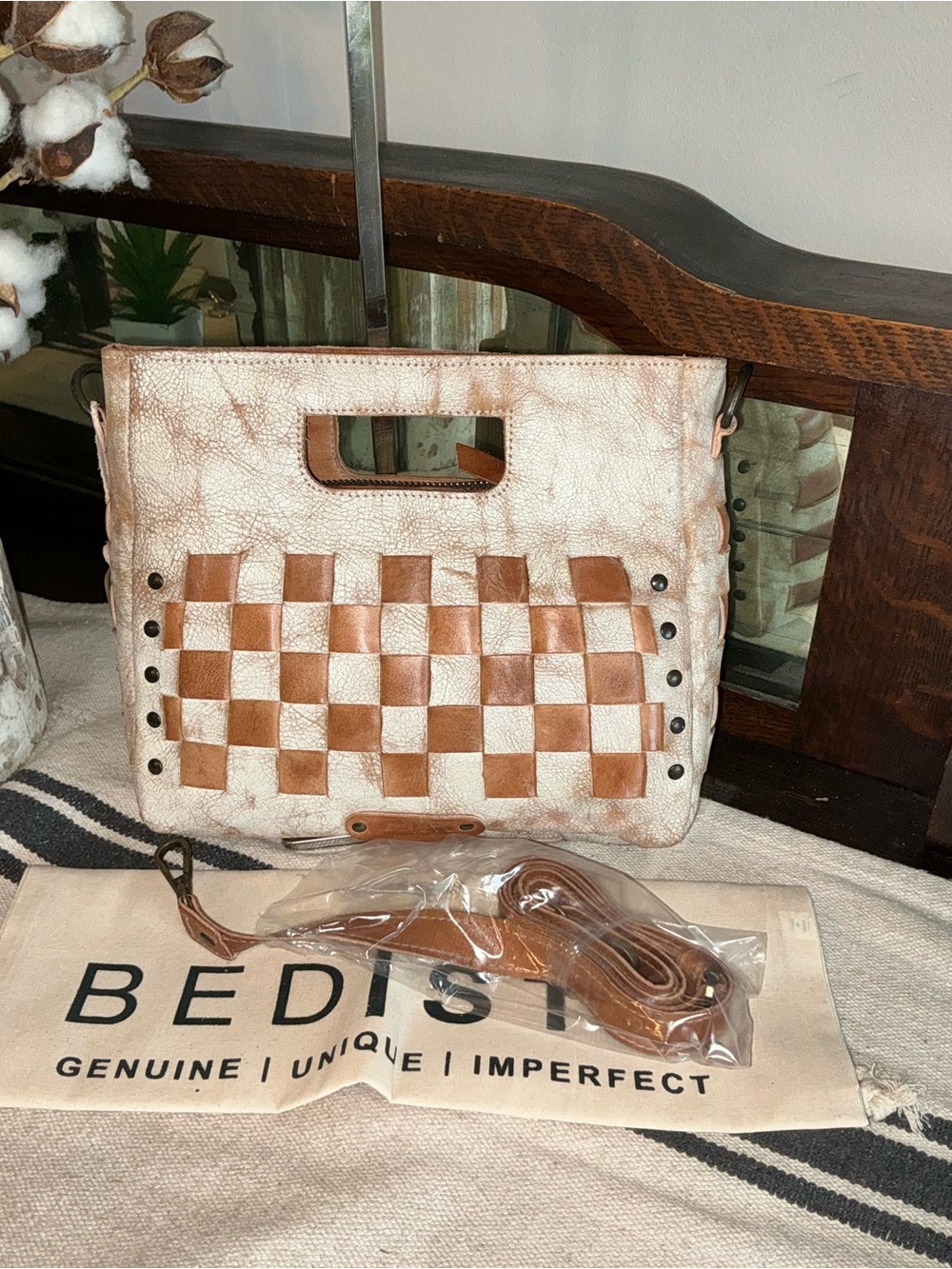 NWT Bed Stu Leather Keiki Crossbody Bag Handbag Nectar Lux Tan Rustic MSRP $235 - Picture 2 of 14